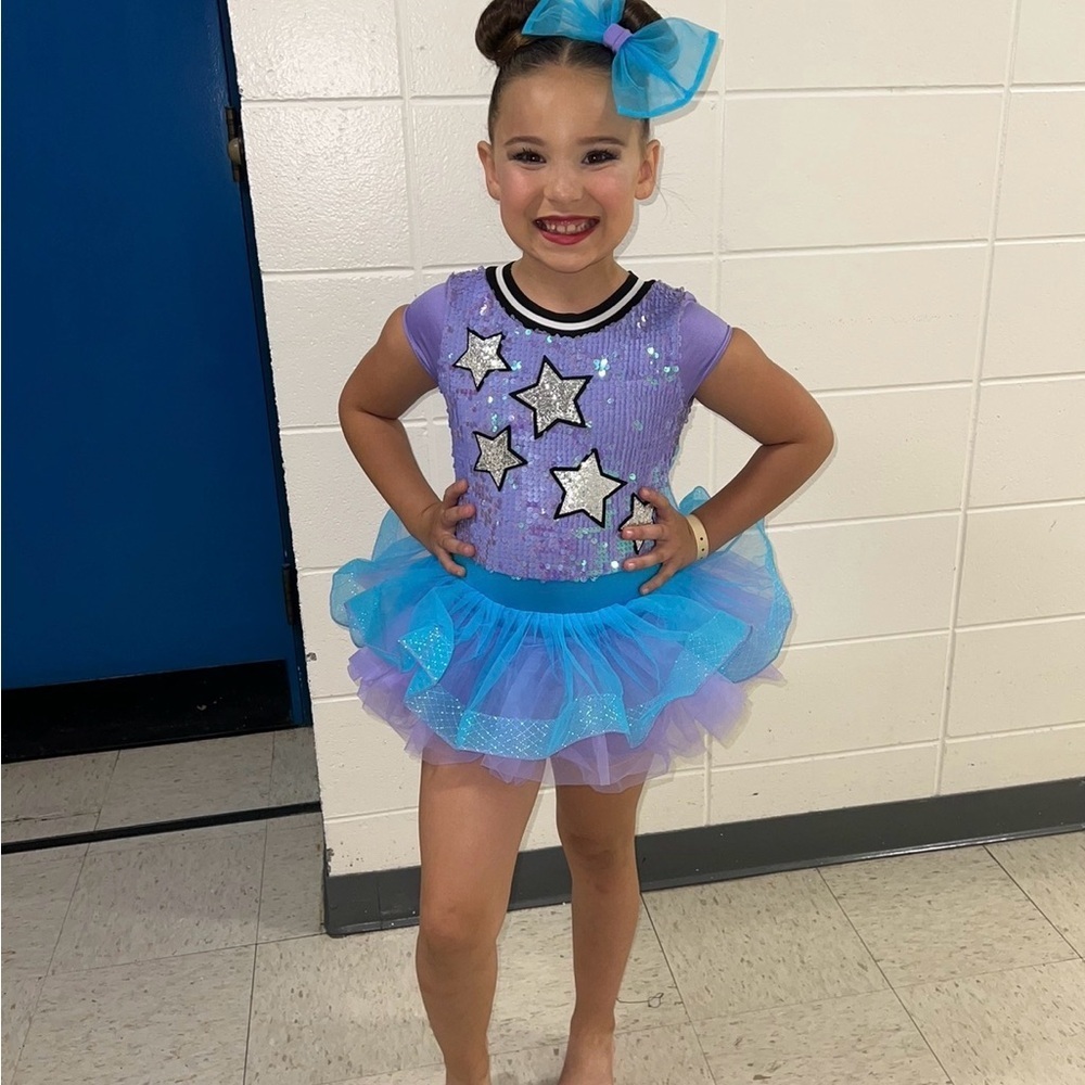 Weissman Purple and Teal Star Sequin Tutu Dress